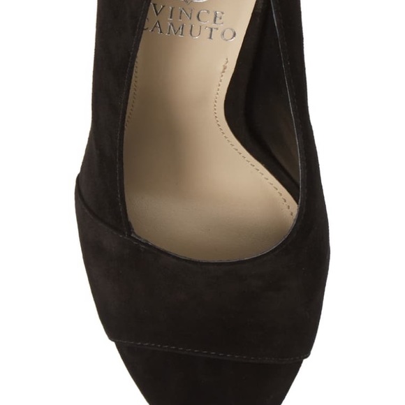 Vince Camuto Black Suede Peep Toe Heel - Picture 6 of 6